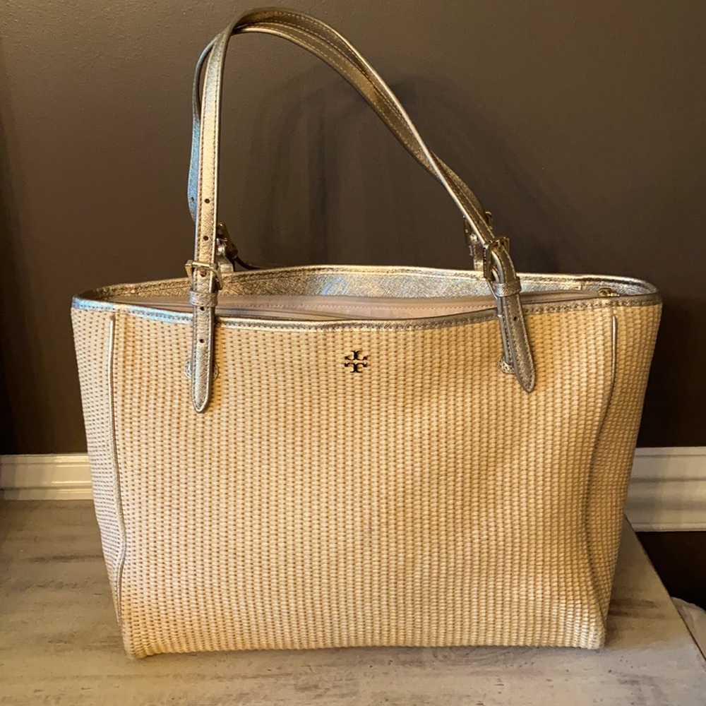 Tory Burch York Buckle Natural Straw Tote Shoulder Bag